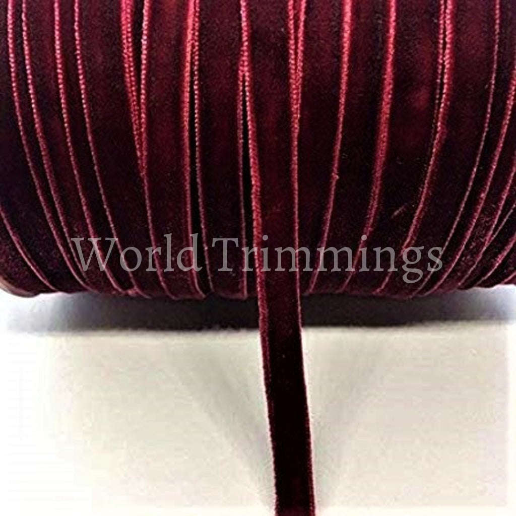 1/4 Velvet Ribbon Single Face Price Per 10 Yards Burgundy Clothing Accessories