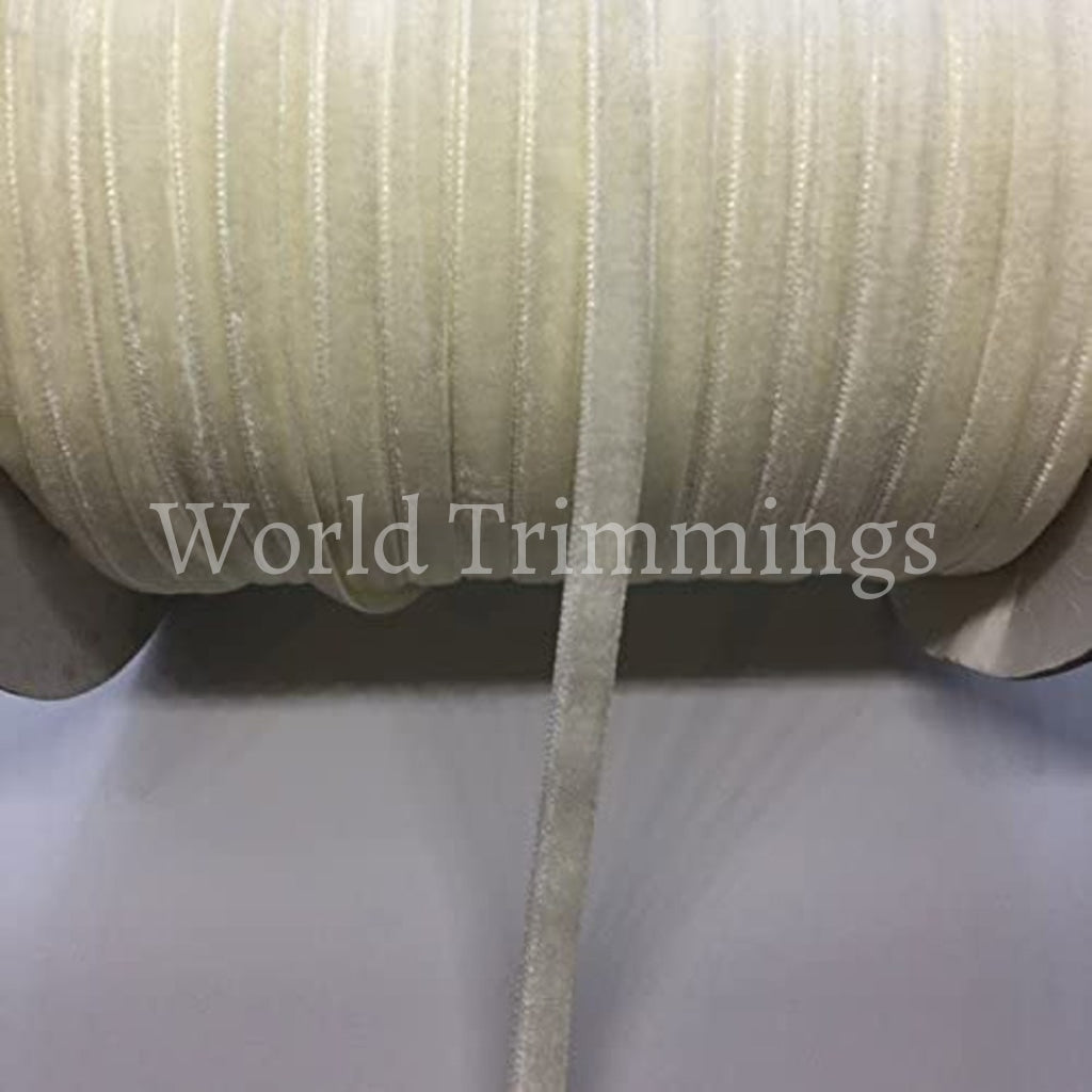 1/4 Velvet Ribbon Single Face Price Per 10 Yards Ivory Clothing Accessories