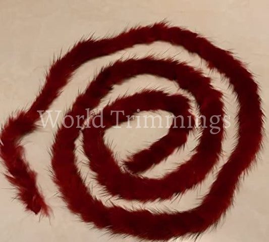 15Mm Wide Real Mink Fur Cord / Premium 1 Yard/each Piece(Burgundy) Clothing Accessories