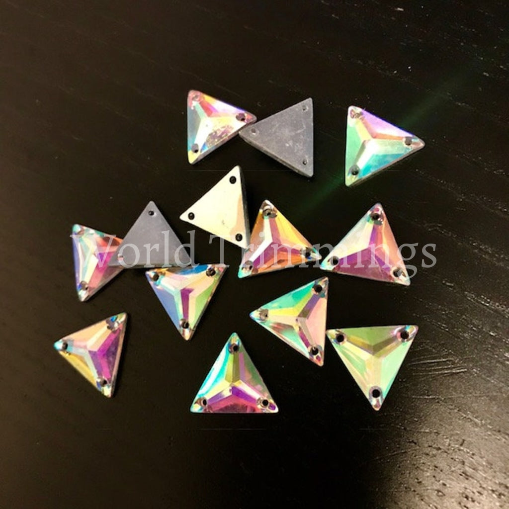 16Mmx16Mm Triangle Resin Stone Rhinestones Flatback Clear Aurora Borealis Marquise Sew On Price Per