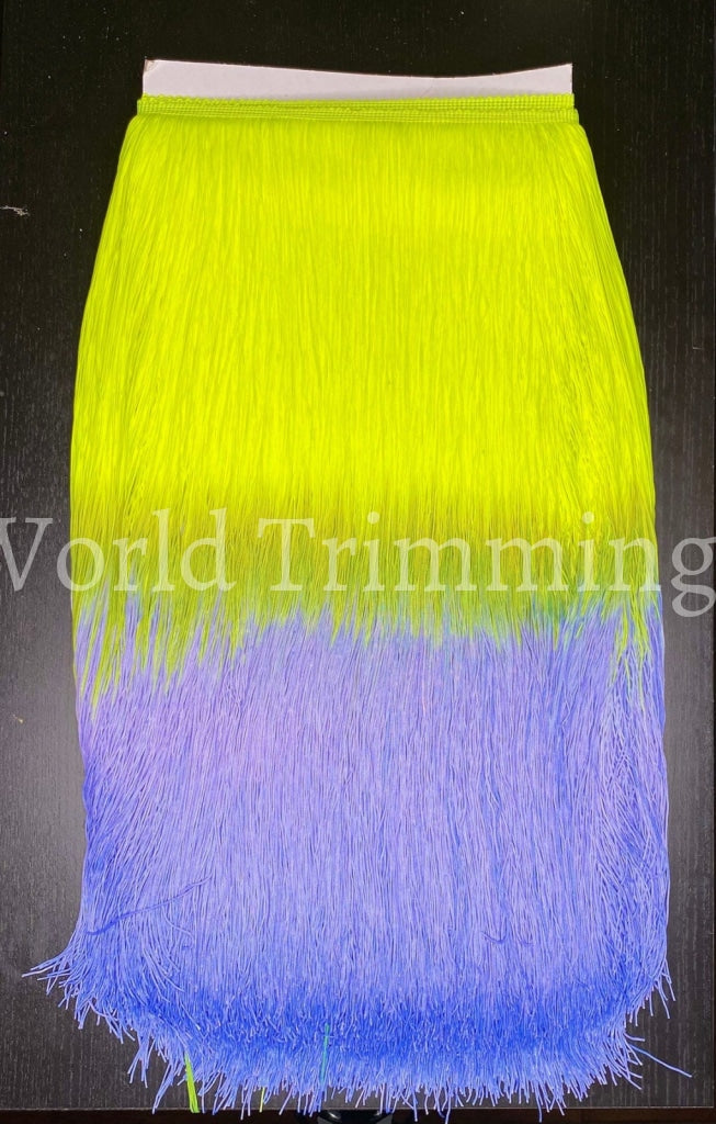 18 Inch Long Fringe Two Tone Color Neon Yellow / Lavender Chainette Clothing Accessories