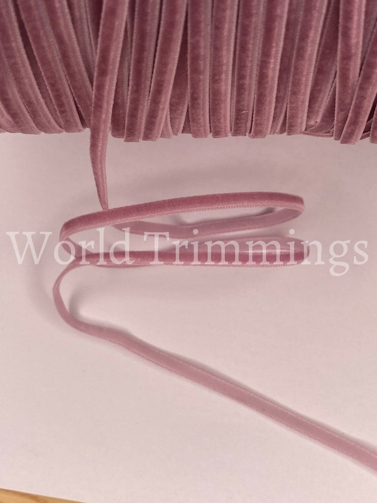 1/8 Inch Wide Tiny Velvet Ribbon Trim 3.175Mm Price Per 10 Yards Rose Mauve Clothing Accessories