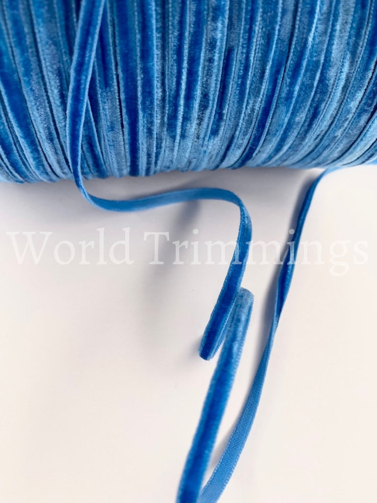 1/8 Inch Wide Tiny Velvet Ribbon Trim 3.175Mm Price Per 10 Yards Turquoise Blue Clothing Accessories