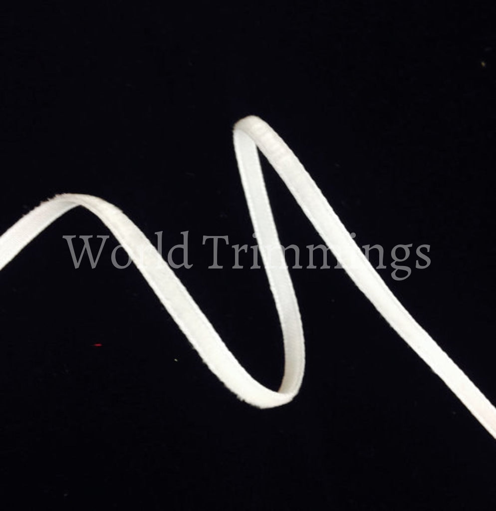 1/8 Inch Wide Tiny Velvet Ribbon Trim 3.175Mm Price Per 10 Yards White Clothing Accessories