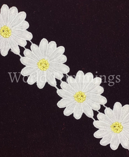 2 Inch Wide Of White Daisy Flowers Venice Lace Trimming Embroidered Price Per Yard Baby & Toddler