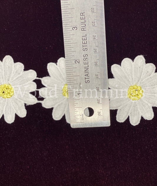 2 Inch Wide Of White Daisy Flowers Venice Lace Trimming Embroidered Price Per Yard Baby & Toddler