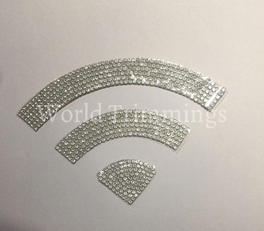 2 Pieces Wifi Logo Shape Crystal Decoration Rhinestone Transfer Iron On Bling Design Motif For Hat