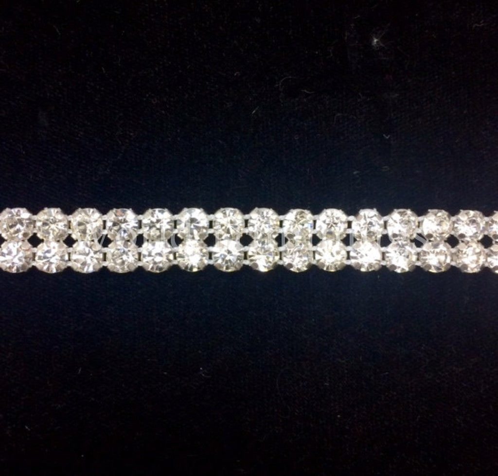 2 Row Rhinestone Banding Trim / Crystal /silver Setting Bridal Accessories