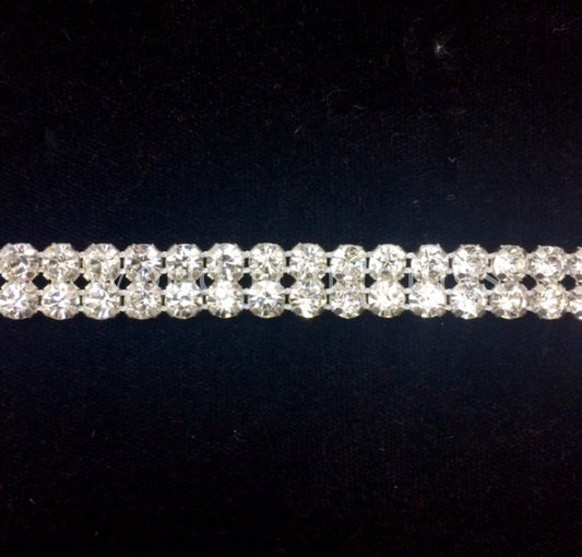 2 Row Rhinestone Banding Trim / Crystal /silver Setting Bridal Accessories