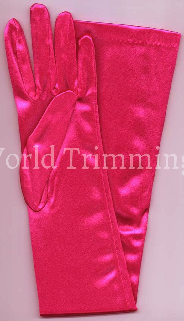 22 Classic Adult Size Opera Length Stretch Satin Gloves (16Bl) Fuchsia & Mittens