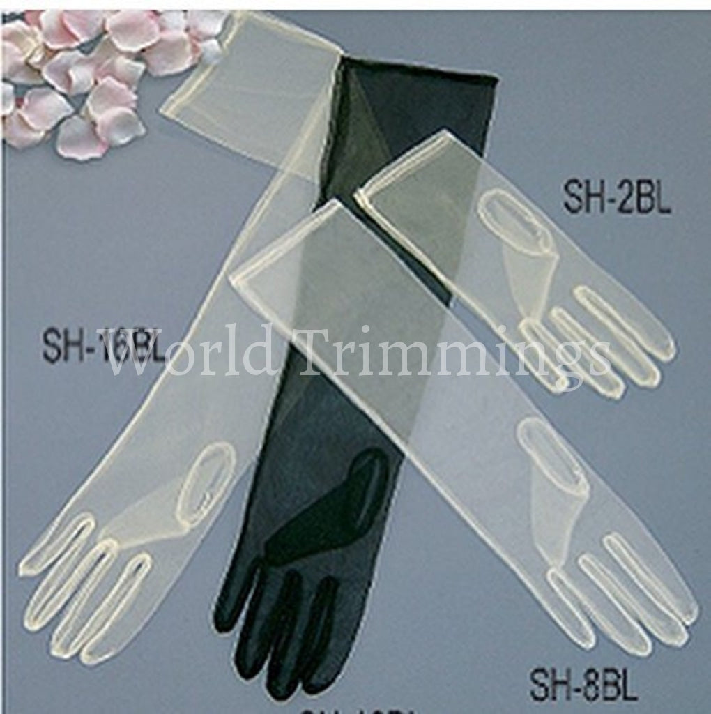 22Vintage Sheer Candlelight Occasion Gloves 16Bl Ivory/black/white Black & Mittens