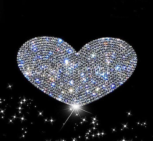 2Pcs Heart Shape Crystal Decal Emblem Decoration Rhinestone Transfer Iron On Hot Fix Bling Motif For