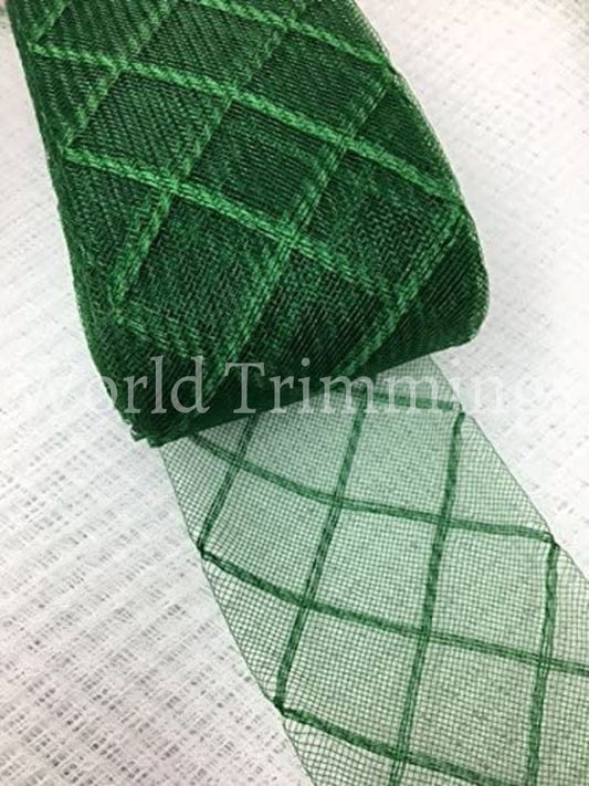 3 Inch Checkered Crinoline Horsehair For Hats & Fascinators Selling Per Roll/ 23 Yards Dark Green