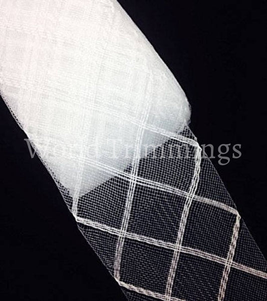 3 Inch Checkered Crinoline Horsehair For Hats & Fascinators Selling Per Roll/ 23 Yards White Costume