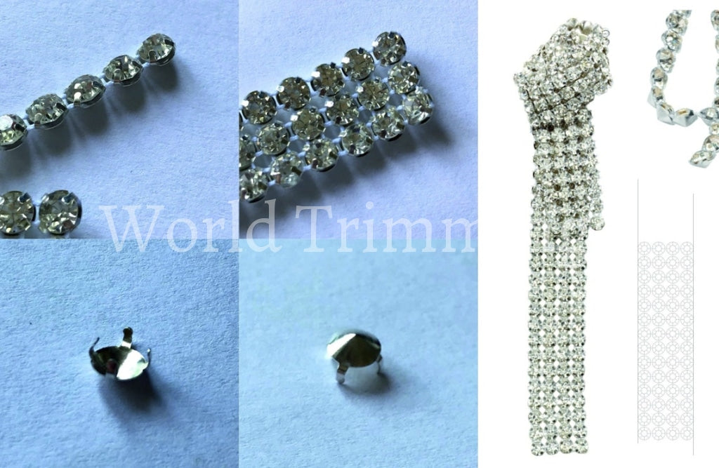 3-Row Machine Cut Crystal Rhinestone Banding Trim Wedding Selling By 1 Yard Bridal Accessories