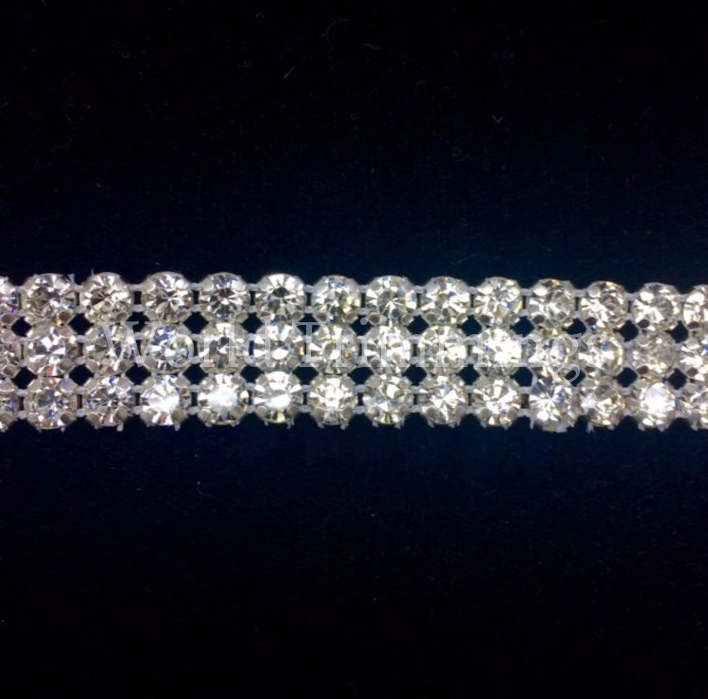 3-Row Machine Cut Crystal Rhinestone Banding Trim Wedding Selling By 1 Yard Bridal Accessories