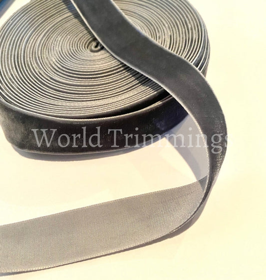 3/4 Inch Of Velvet Ribbon Single Face Price For 6 Yards Color Dark Grey Or Black Gray Clothing