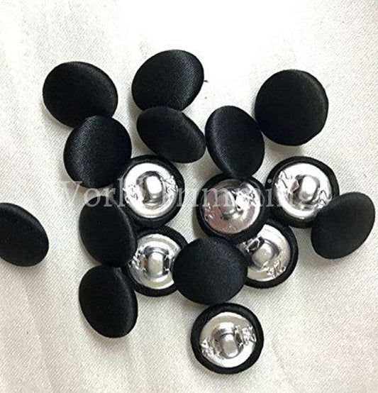 36Pcs Bridal Buttons White Polyester Satin 1/2/metal Shank Black Clothing Accessories