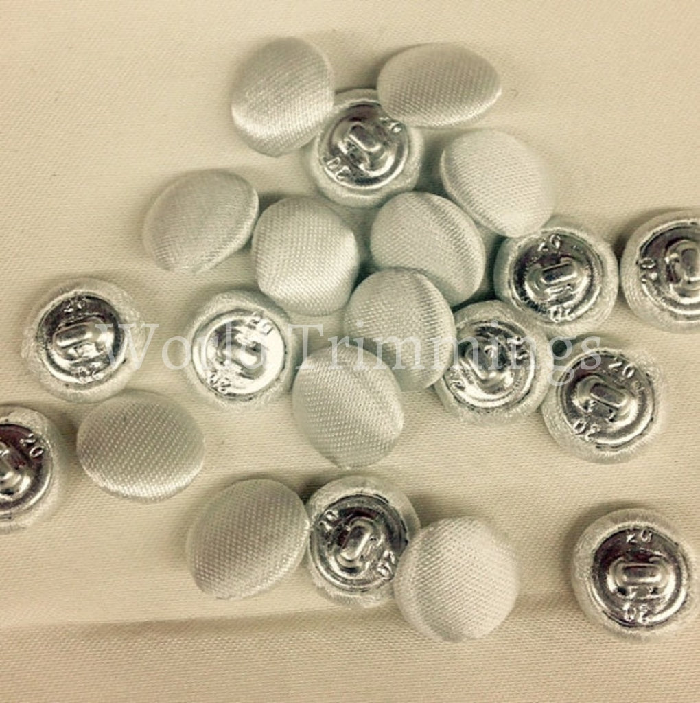 36Pcs Bridal Buttons White Polyester Satin 1/2/metal Shank Off Clothing Accessories