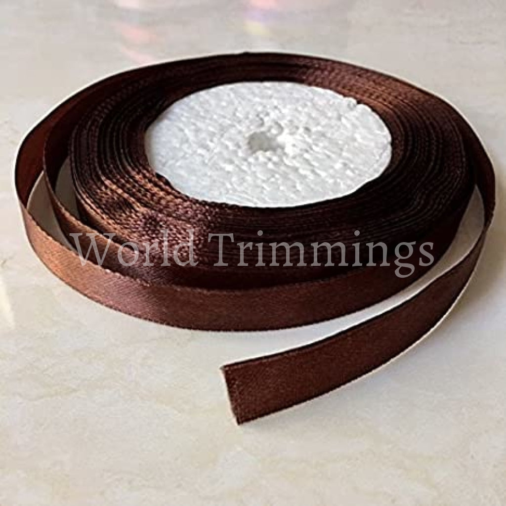 3/8 One Roll Single Face Satin Ribbon Price Per Roll/ 25 Yards Available In 22 Colors Coffee Brown
