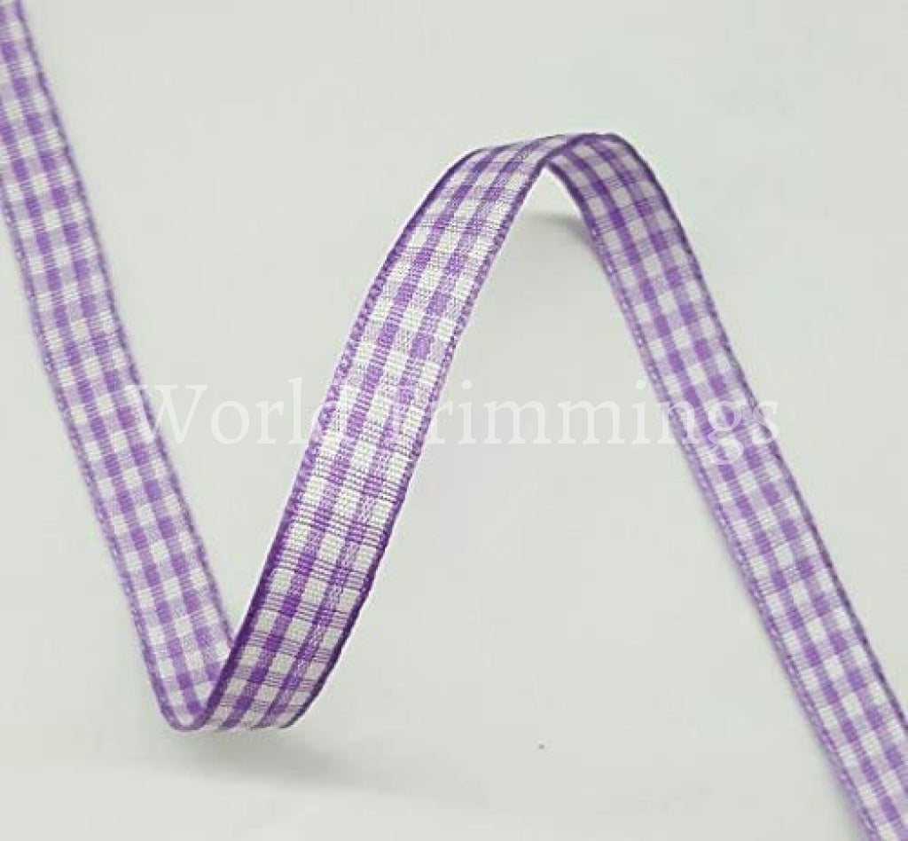 3/8 Wide Lavender And White Checkered Ribbon Cotton Ribbon Selling Per Roll/25 Yards Baby & Toddler