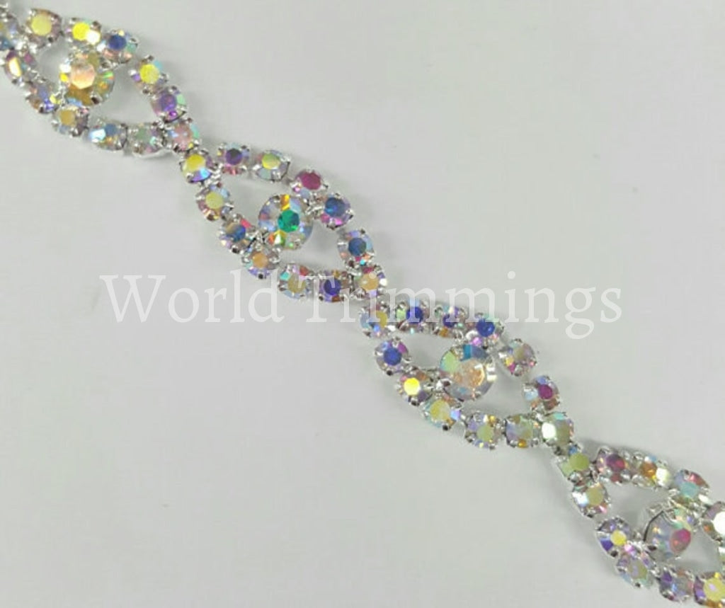 3/8 Wide Rhinestone Crystal Ab/silver Band Wedding Accessories Price Per Yard Bridal