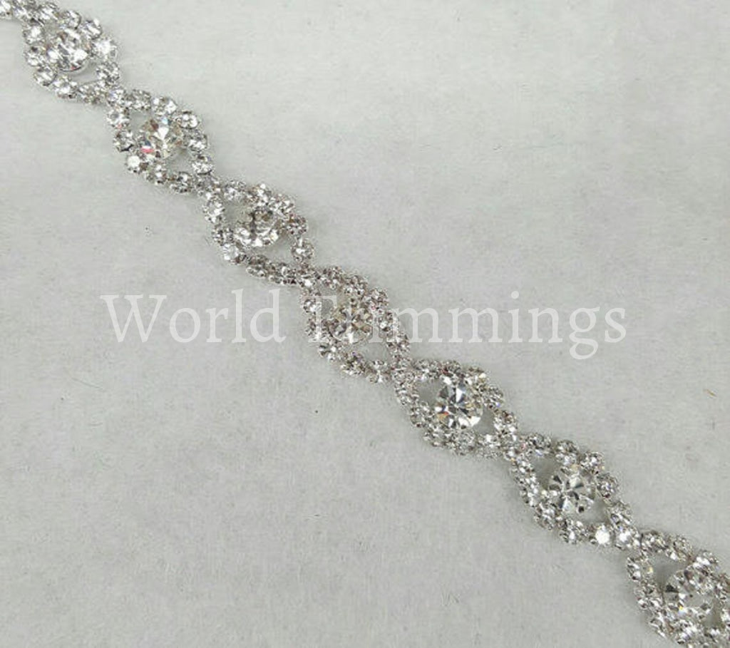 3/8 Wide Rhinestone Crystal/silver Band Wedding Accessories Price Per Yard Bridal