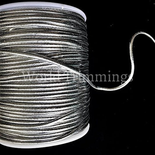 4Mm Round Cord Metallic Silver (Price Per 20 Yards) Costume Accessories