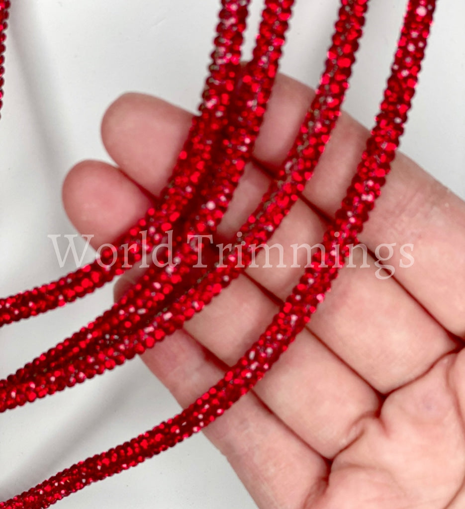 5Mm Glitter Rope Crystal Cord Trimming Shoelaces Diy Price Per 3 Yards Red Arts & Entertainment