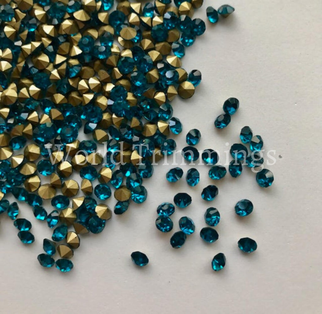 5Mm Loose Pointy Rhinestone Packs/ Swarovski Shine Rhinestones Glue On Crystal Ss20/1440Pcs Blue