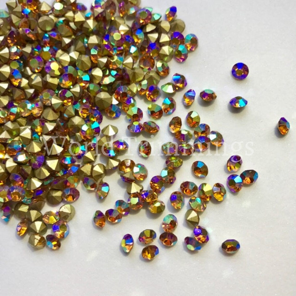 5Mm Loose Pointy Rhinestone Packs/ Swarovski Shine Rhinestones Glue On Crystal Ss20/1440Pcs Topaz Ab