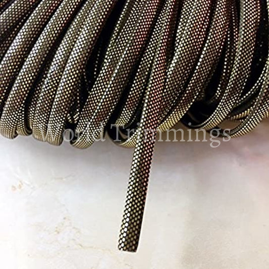 5Mm Synthetic Leather Cord Price Per 8 Yards In Metallic Gold And Black Costume Accessories