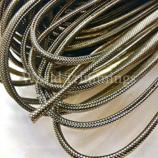 5Mm Synthetic Leather Cord Price Per 8 Yards In Metallic Gold And Black Costume Accessories