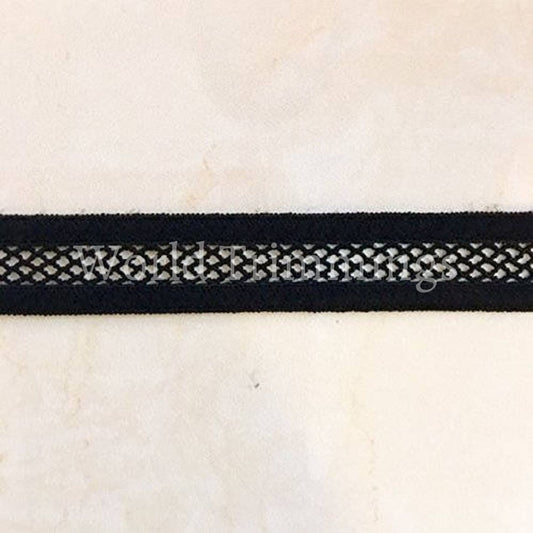 6 Yards 1/2 Inches Wide Vintage Crochet Elastic Lace Trimming In Black Baby & Toddler Clothing