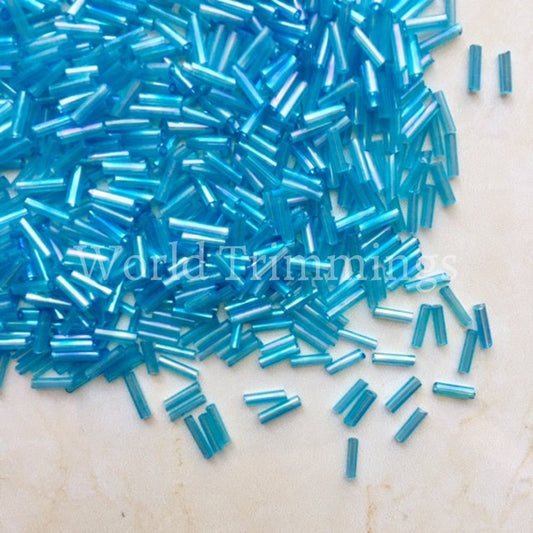 6Mm Bugle Beads Price Per Pack/ 80 Grams In Aqua Marine Ab Baby & Toddler Clothing Accessories