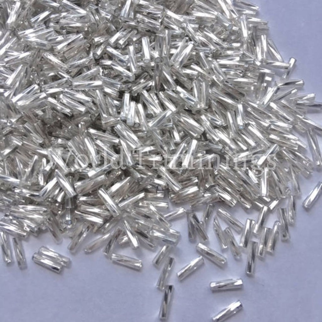 6Mm Twisted Bugle Beads Price Per Pack/ 80 Grams In Silver Bridal Accessories