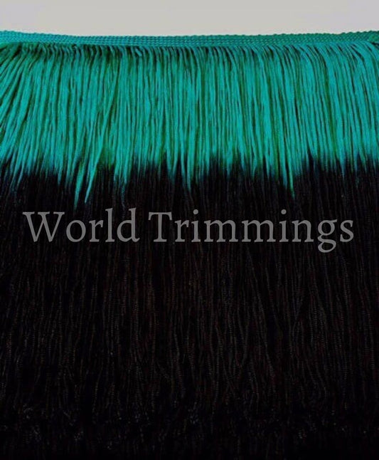 7Inch Chainette Fringe Two Tone Color Latin Dance Costume Trim Black/teal Clothing Accessories