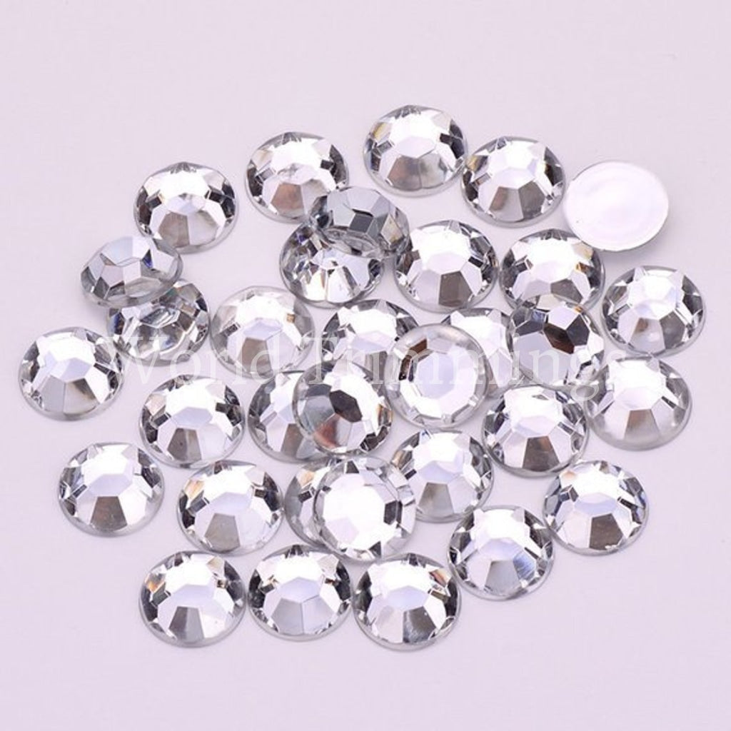  Rhinestone Buttons AB Clear Crystal Buttons, Flat Back