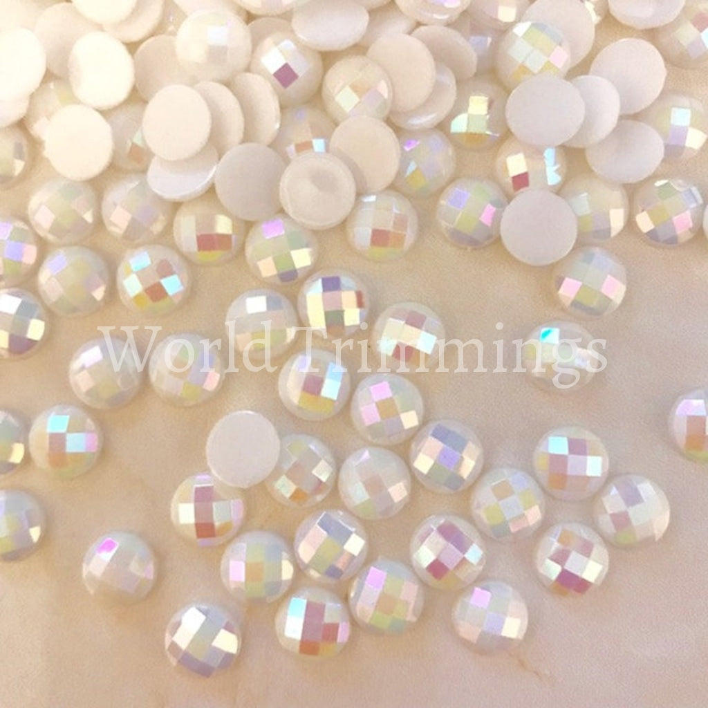 8Mm 600 Pieces Hige Quality Acrylic Flatback Gem Stones (White Ab) Costume Accessories