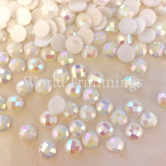 8Mm 600 Pieces Hige Quality Acrylic Flatback Gem Stones (White Ab) Costume Accessories