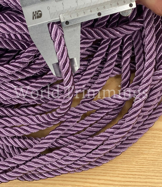 8Mm Satin Light Purple Twist Cord Decoration Trim Braided Shiny Cord Choker Thread Twine String Rope