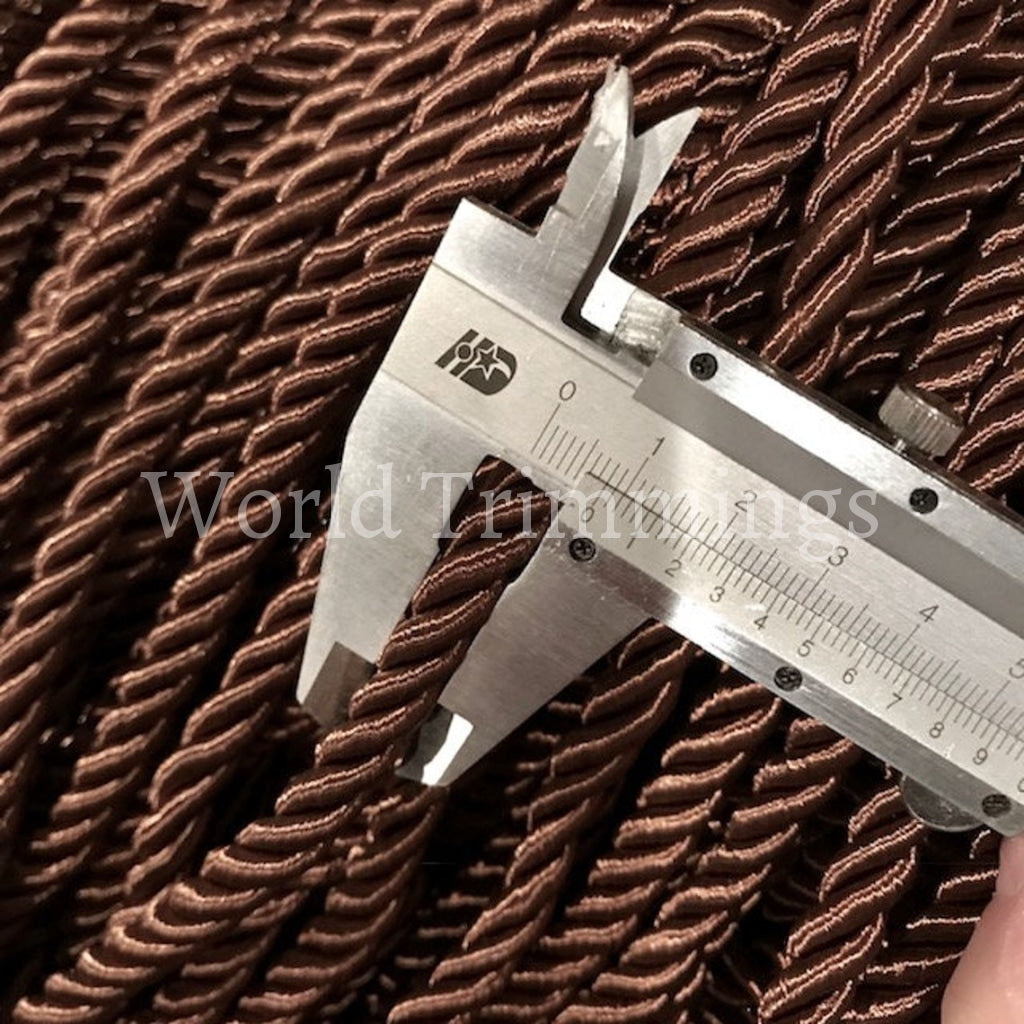 8Mm Satin Twist Cord Dark Brown Decoration Trim Braided Shiny Cord Choker Thread Twine String Rope