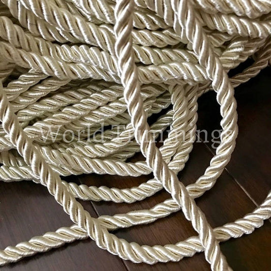 9 Mm Satin Twist Cord Ivory Decoration Trim (5Yards) Braided Shiny Cord Choker Thread Twine String