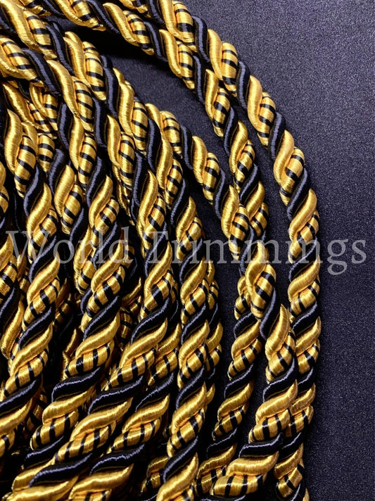 9Mm Satin Twist Cord Gold/black Decoration Braided Shiny Choker Thread Twine String Rope Supplies