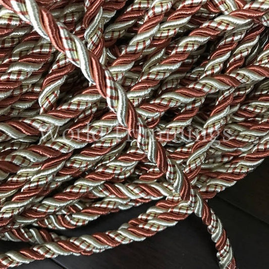 9Mm Twisted Satin Cord Colors Ivory/brown Satin Rope Decoration Trim Braided Shiny Cord Choker