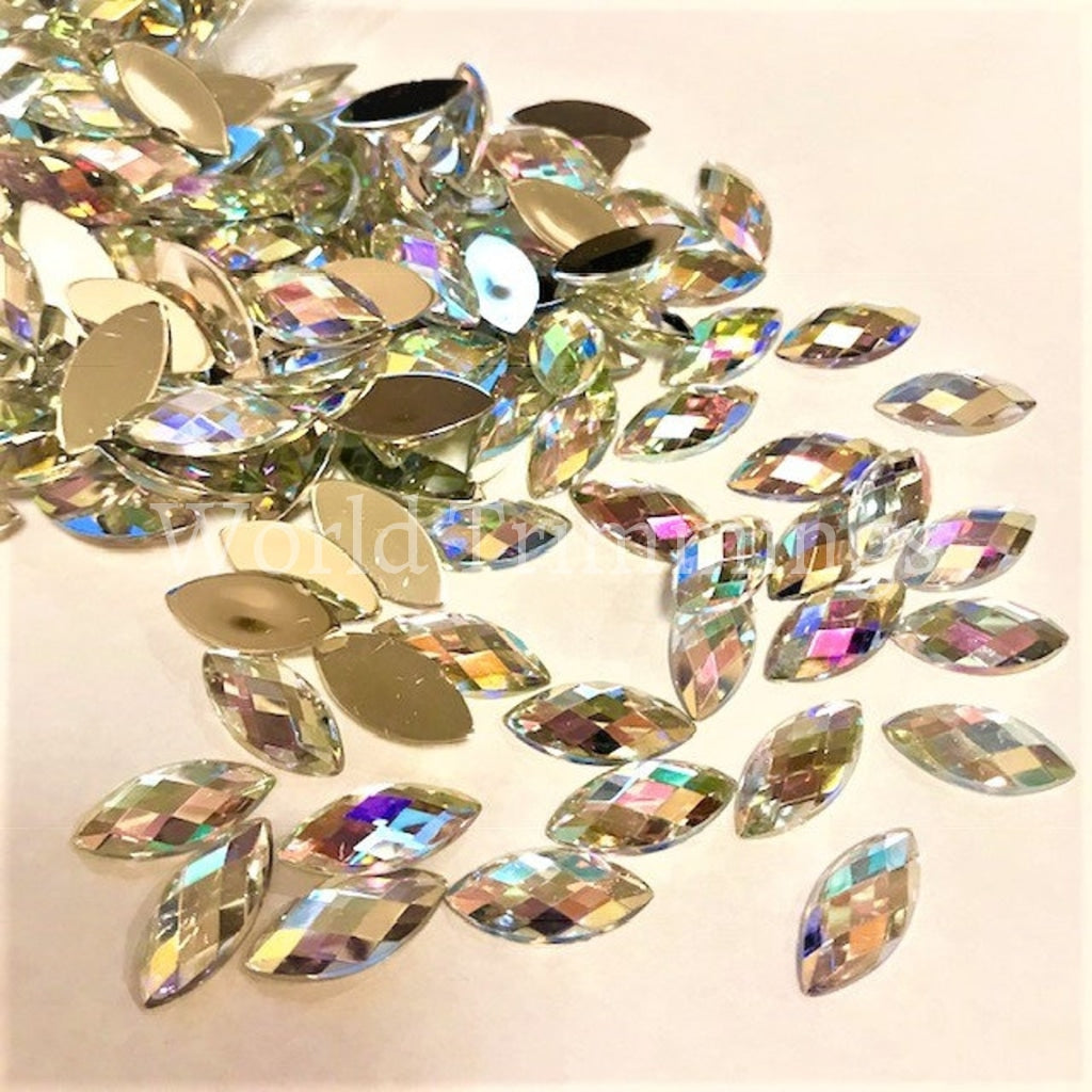 9Mm X 20Mm Cat Eye Shape Crystal Or Ab Rhinestones Crystals Stones Flatback Acrylic Gems For Clothes