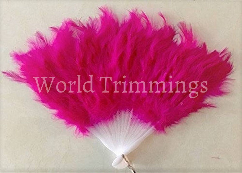 Antique Marabou Feather Fuchsia Hand Fan For Costume Halloween Party Dance Accessories