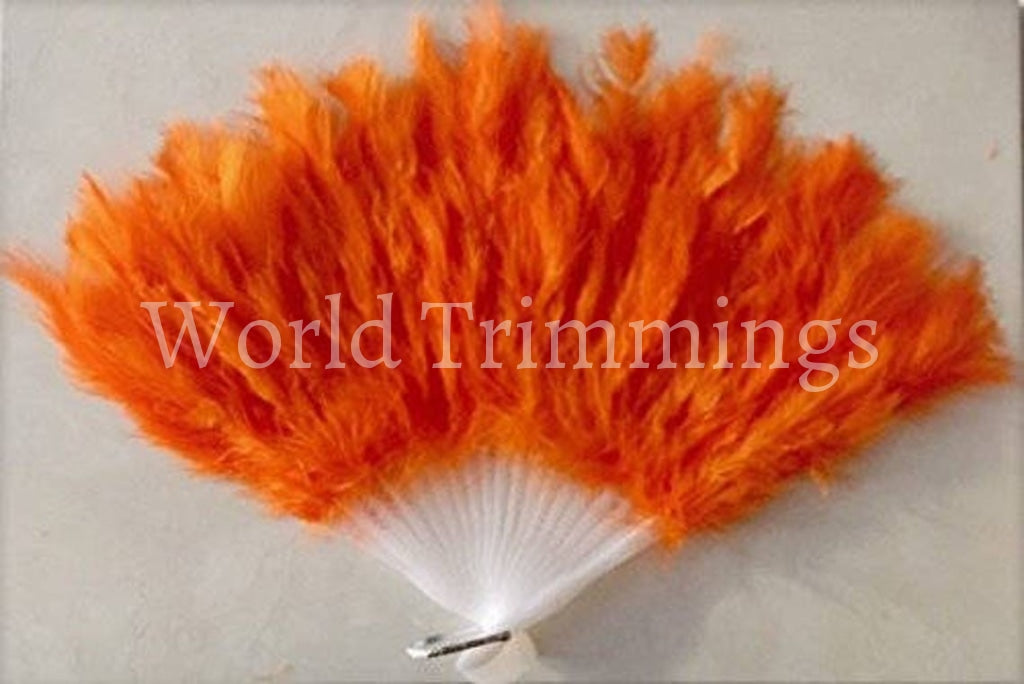 Antique Marabou Feather Hand Fan For Costume Halloween Party Dance In Orange Accessories