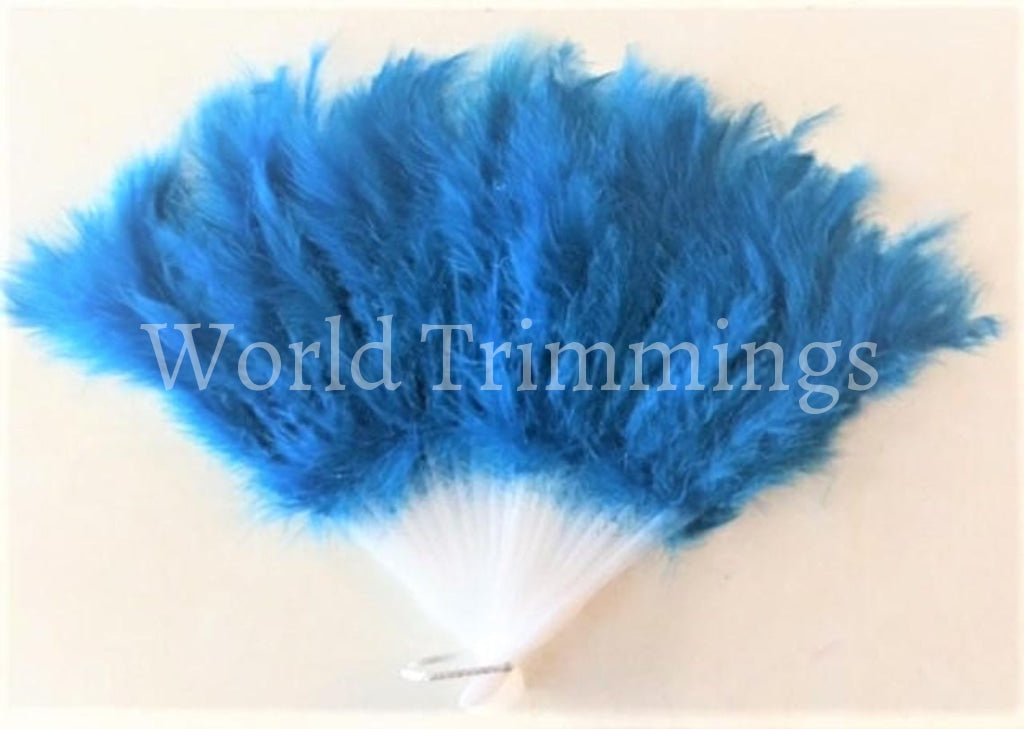 Antique Marabou Feather Hand Fan For Costume Halloween Party Dance In Teal Accessories