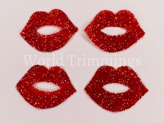 Applique Rhinestone Crystal Iron-On Lips Patch/price Per 4 Pieces Clothing Accessories